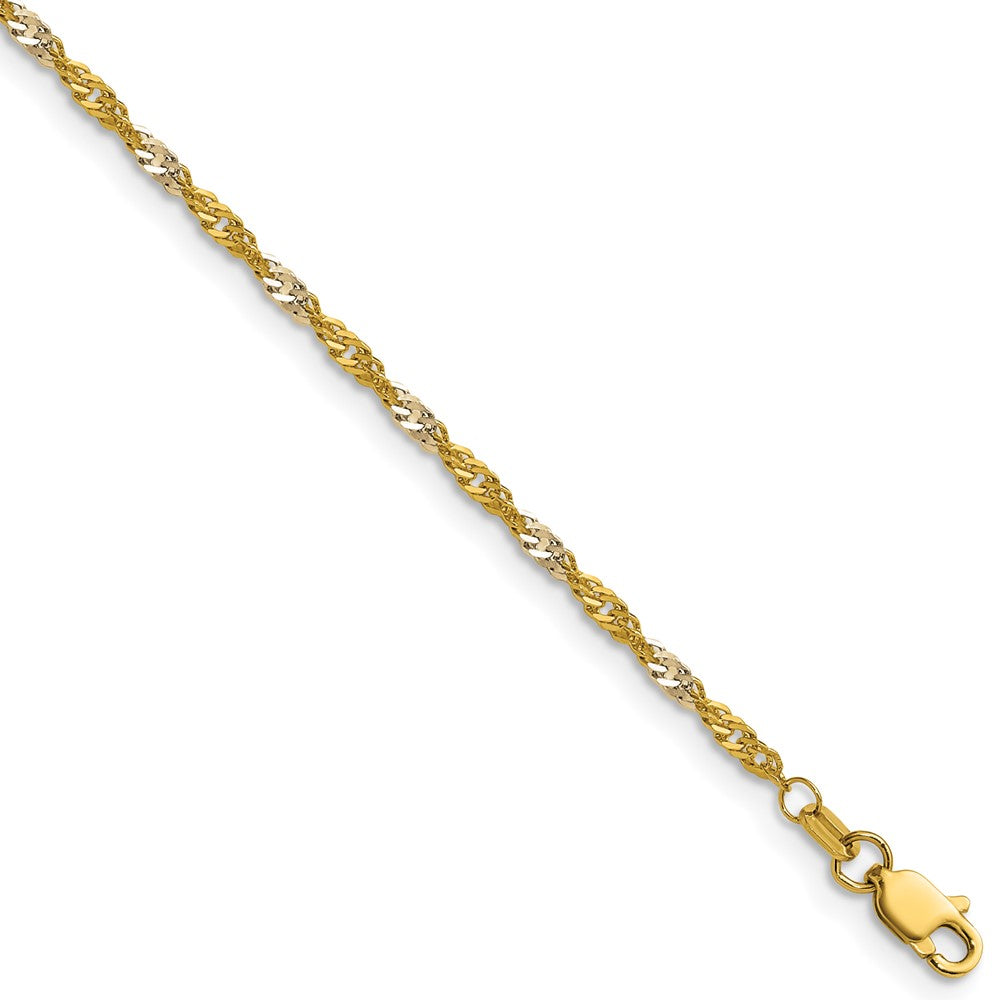 14k Yellow Gold with Rhodium Singapore Chain 1.9mm - Chains