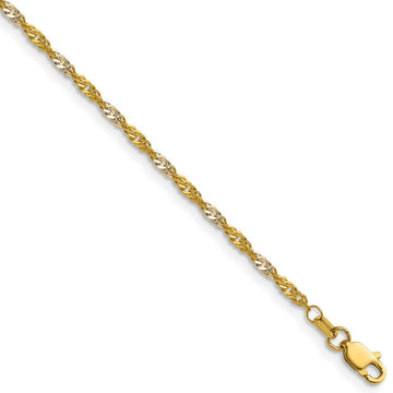 14k Yellow Gold with Rhodium Singapore Chain 1.9mm - Chains