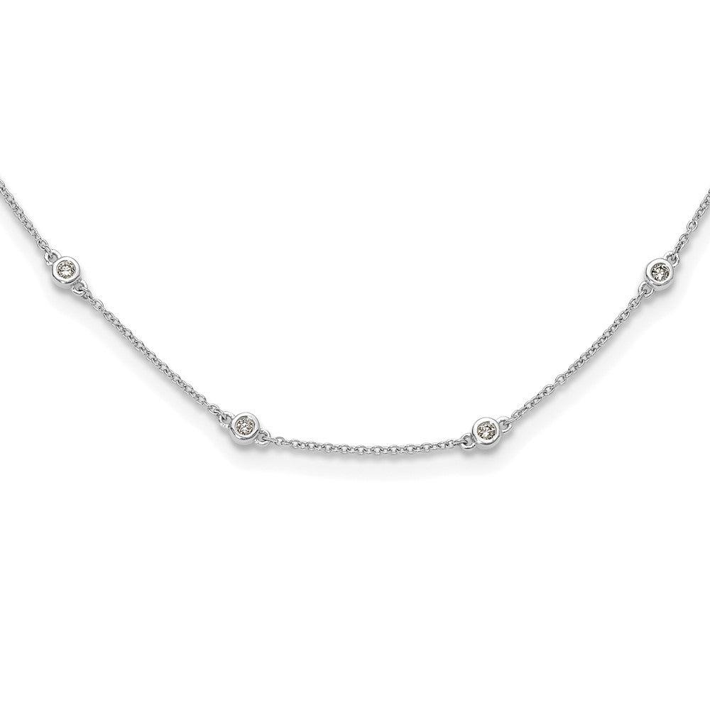 14k White Gold Complete 3/8 carat Bezel-set Diamond and Cable Chain 18-Station 18 inch Necklace