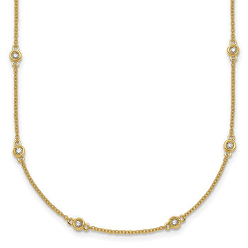 14k Complete 1/3 carat Bezel-set Diamond and Cable Chain 18-Station 18 inch Necklace