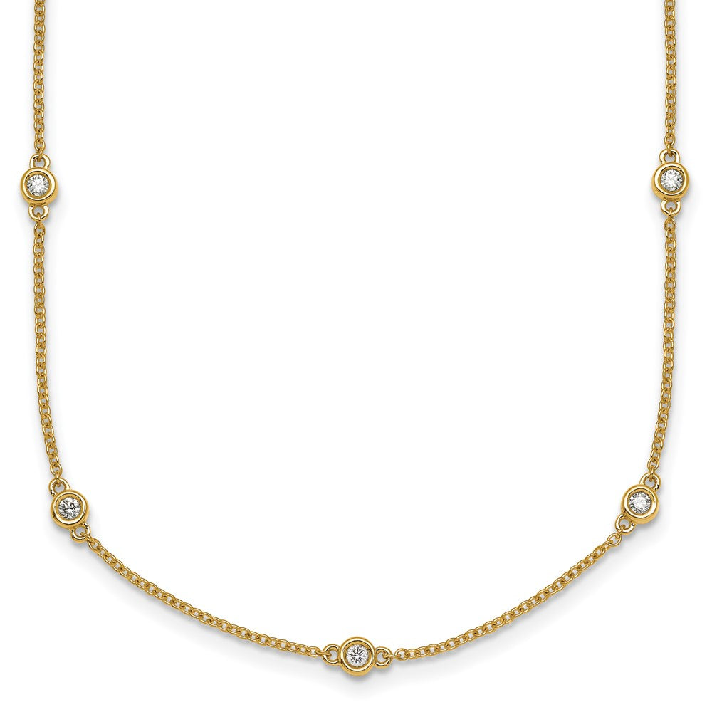 14k Complete 1/3 carat Bezel-set Diamond and Cable Chain 13-Station 16 inch Necklace