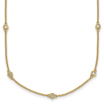 14k Complete 1/3 carat Bezel-set Diamond and Cable Chain 13-Station 16 inch Necklace
