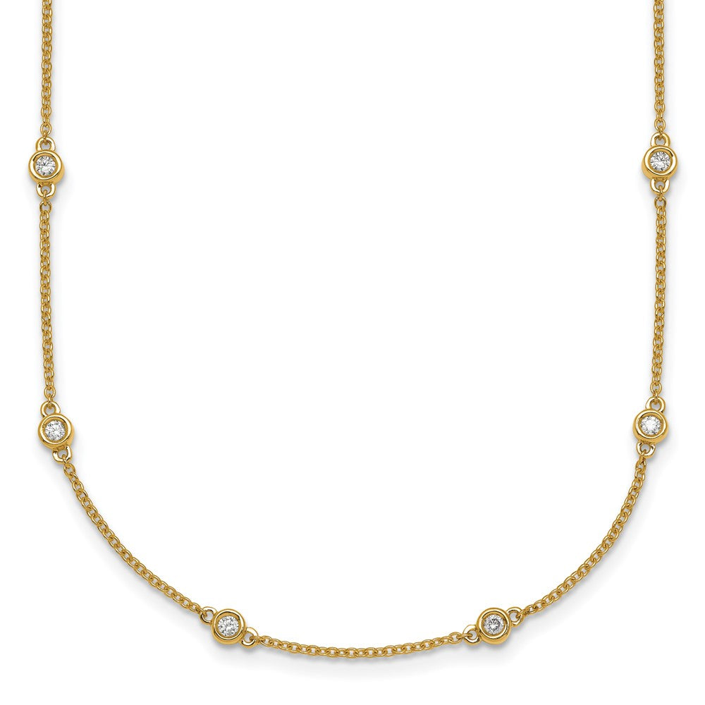 14k Complete 3/8 carat Bezel-set Diamond and Cable Chain 16-Station 16 inch Necklace