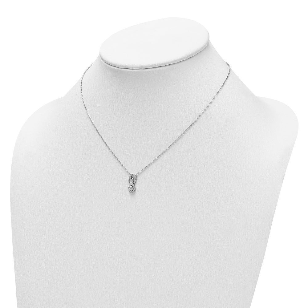 14K White Gold Polished 1/4 carat Diamond Fancy Infinity Necklace 7.15mm - Chains