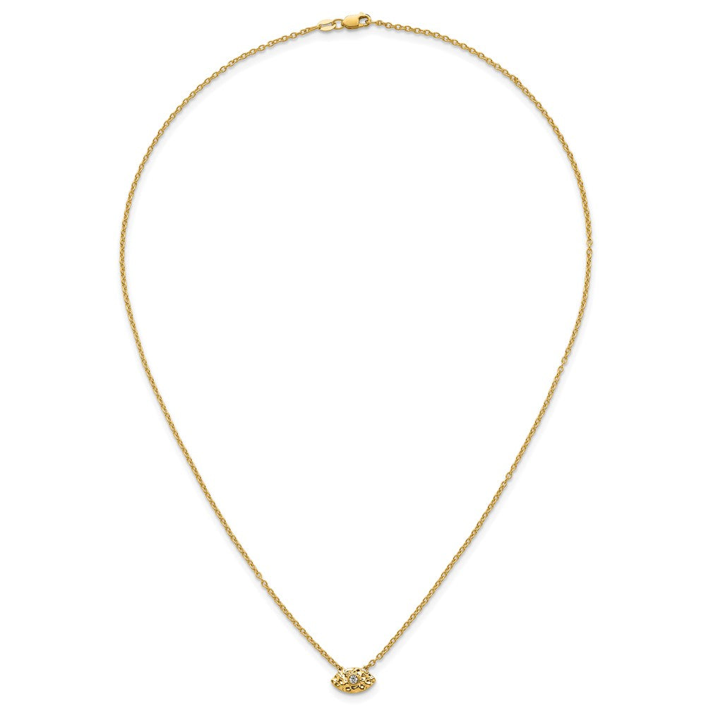 14K Polished and Hammered 1/20 carat Diamond Evil Eye Necklace 11.9mm - Chains