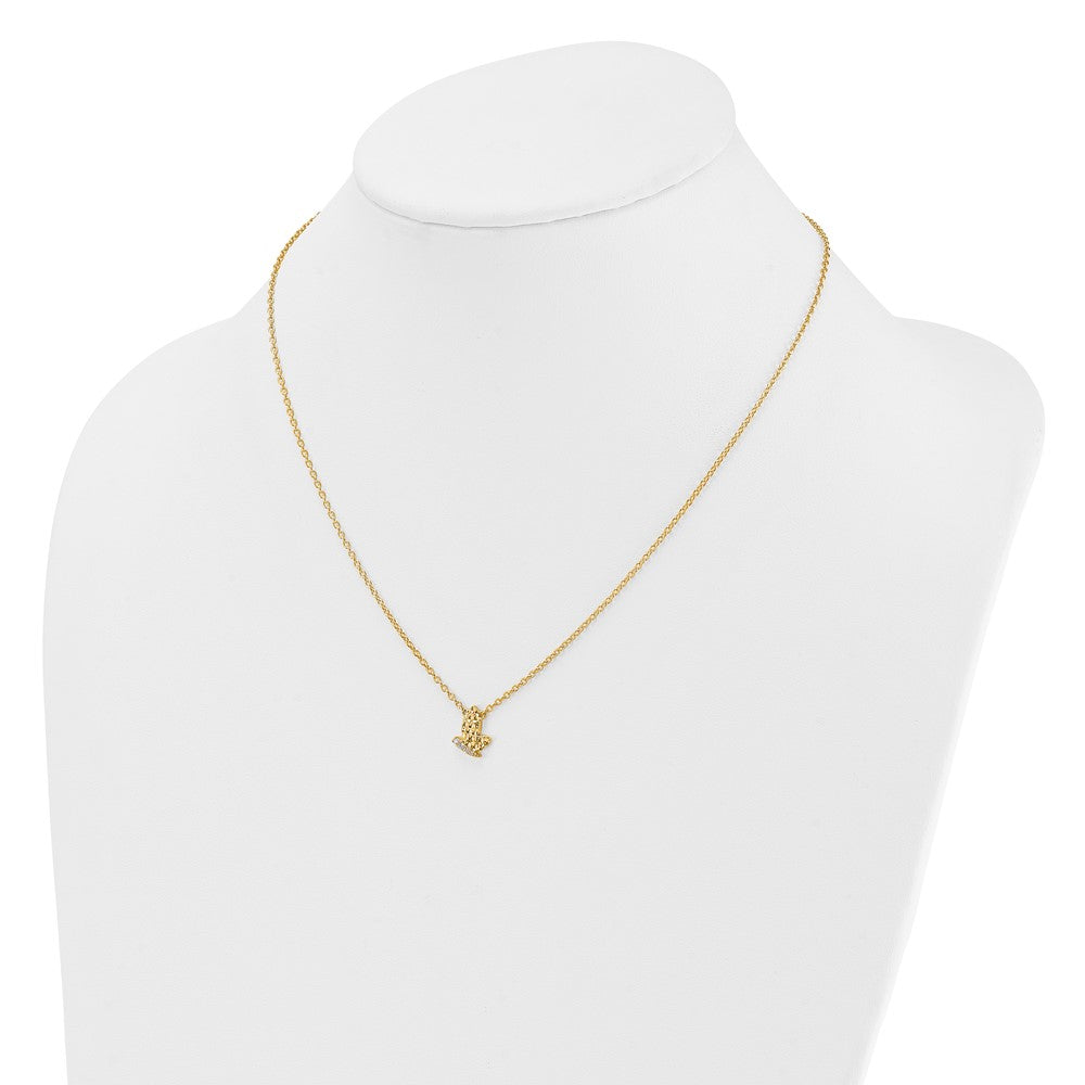 14K Polished and Hammered 1/20 carat Diamond Butterfly Necklace 9.45mm - Chains