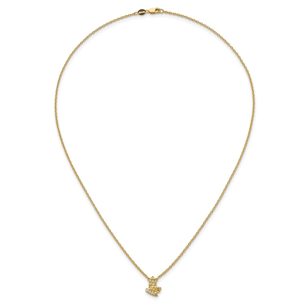 14K Polished and Hammered 1/20 carat Diamond Butterfly Necklace 9.45mm - Chains