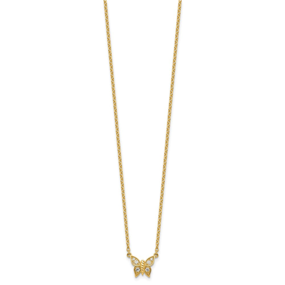 14K Polished 1/10 carat Diamond Butterfly Necklace 13.25mm - Chains