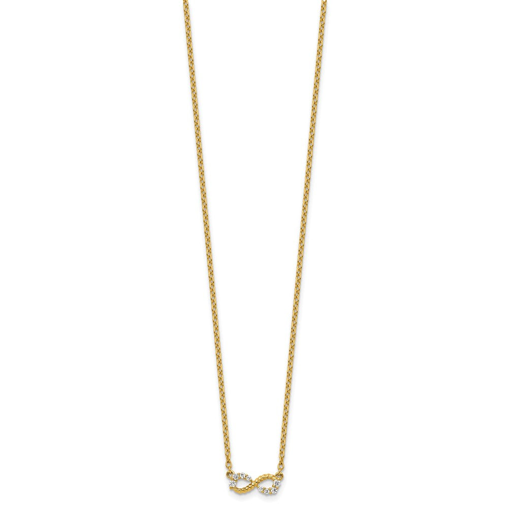 14K Polished and Beaded 1/8 carat Diamond Infinity Symbol Necklace 13.85mm - Chains