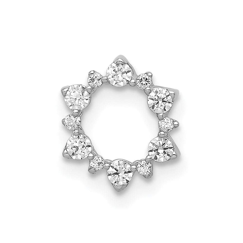 14k White Gold 1/5 carat Diamond Fancy Circle Chain Slide 9mm - Anklets