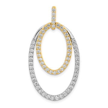 14k Two-tone 1 carat Diamond Double Oval Pendant