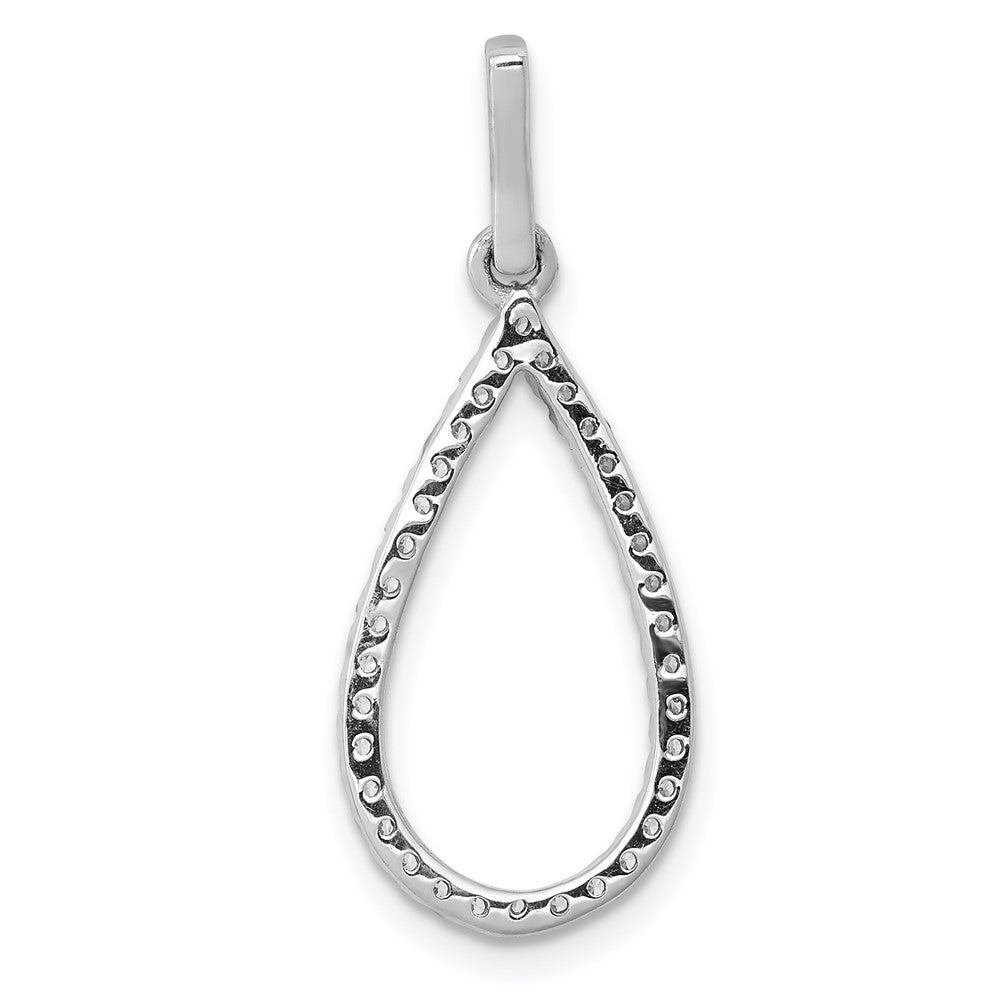 14k White Gold 1/4 carat Diamond Teardrop Pendant 10.55mm - Chains
