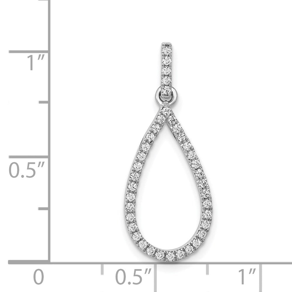14k White Gold 1/4 carat Diamond Teardrop Pendant 10.55mm - Chains