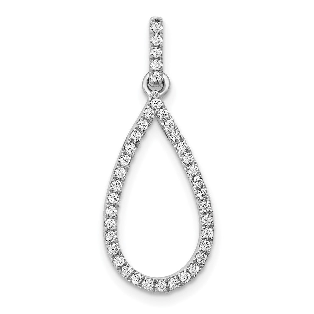 14k White Gold 1/4 carat Diamond Teardrop Pendant 10.55mm - Chains
