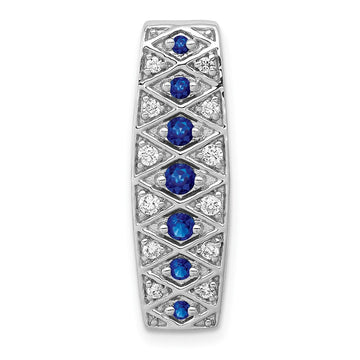 14k White Gold 1/5 carat Diamond and .31 Graduated Sapphire Fancy Chain Slide