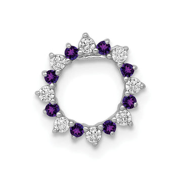 14k White Gold Diamond and .08 Amethyst Fancy Circle Chain Slide