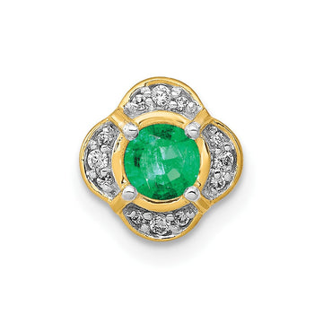 14k Diamond and .25 Emerald Fancy Chain Slide