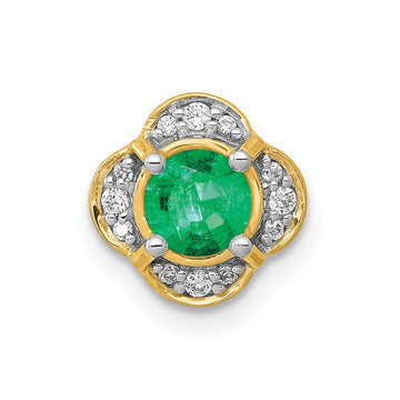 14k Diamond and .33 Emerald Fancy Chain Slide