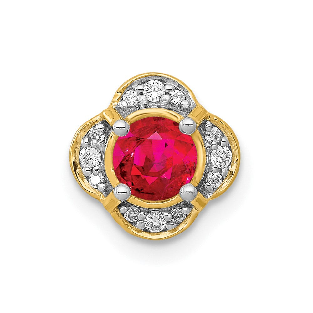 14k Polished Diamond and .33 Ruby Fancy Chain Slide