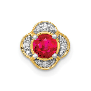 14k Polished Diamond and .33 Ruby Fancy Chain Slide