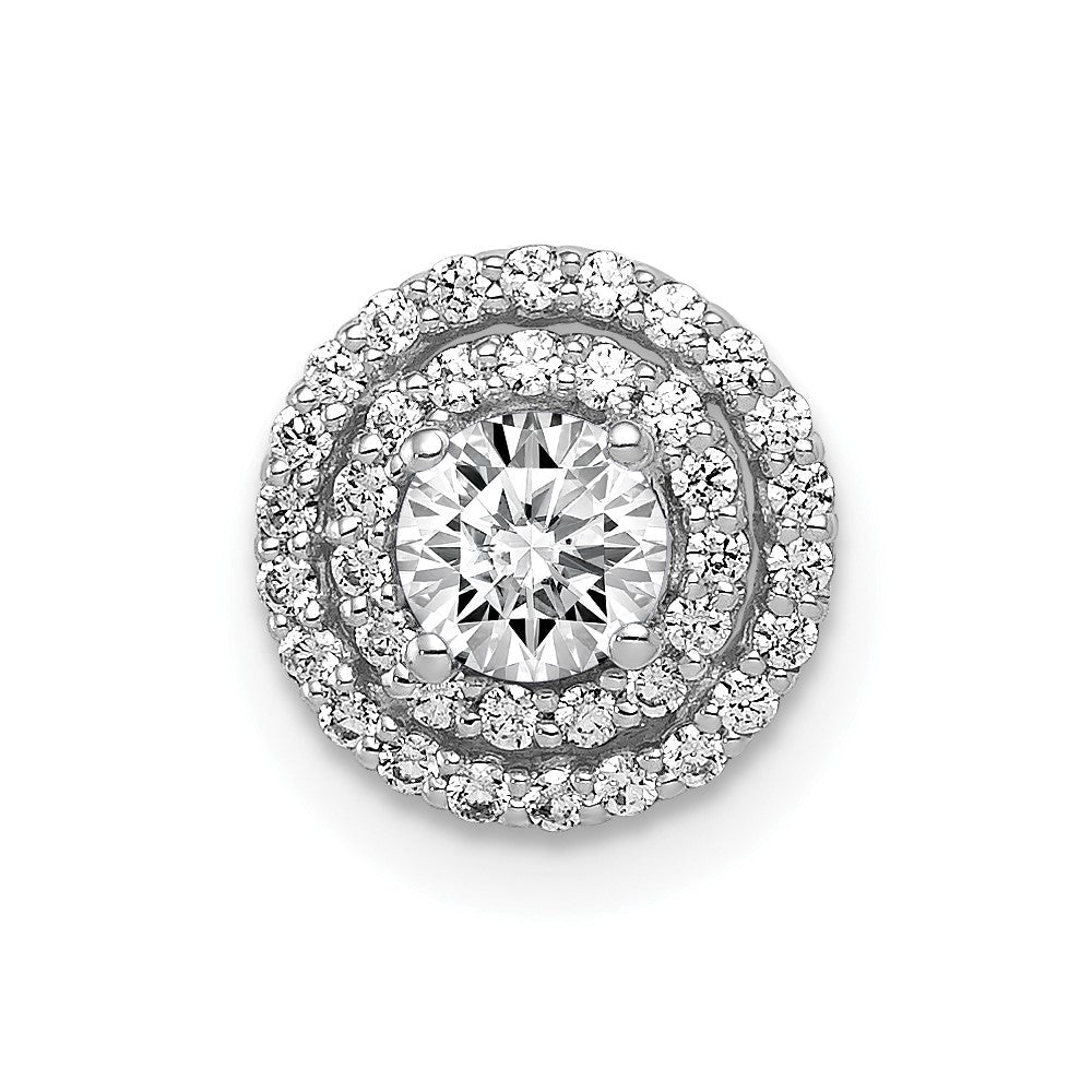 14k White Gold Holds 4.1mm Center 1/5 carat Diamond Semi-mount Halo Chain Slide
