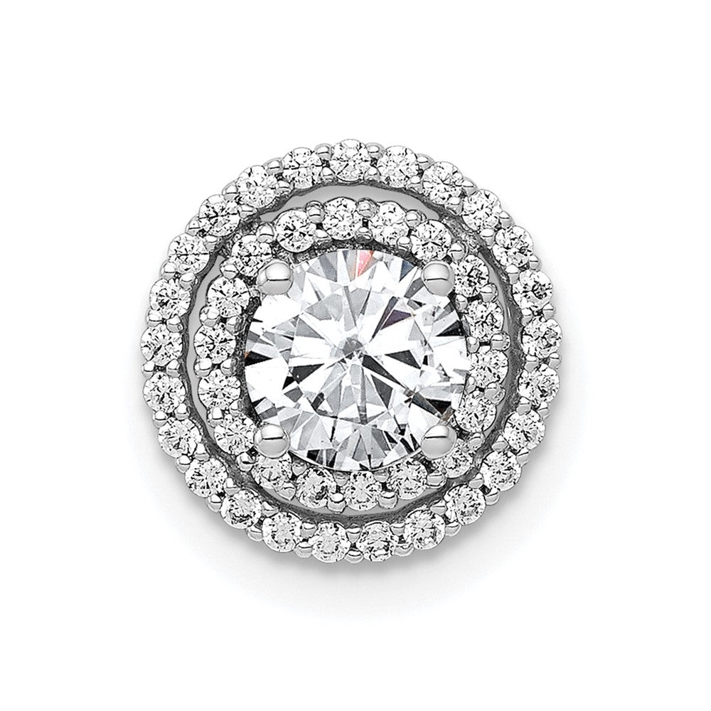 14k White Gold Holds 5.2mm Center 1/5 carat Diamond Semi-mount Halo Chain Slide