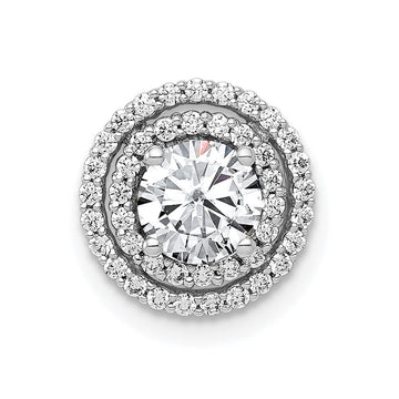 14k White Gold Holds 5.2mm Center 1/5 carat Diamond Semi-mount Halo Chain Slide