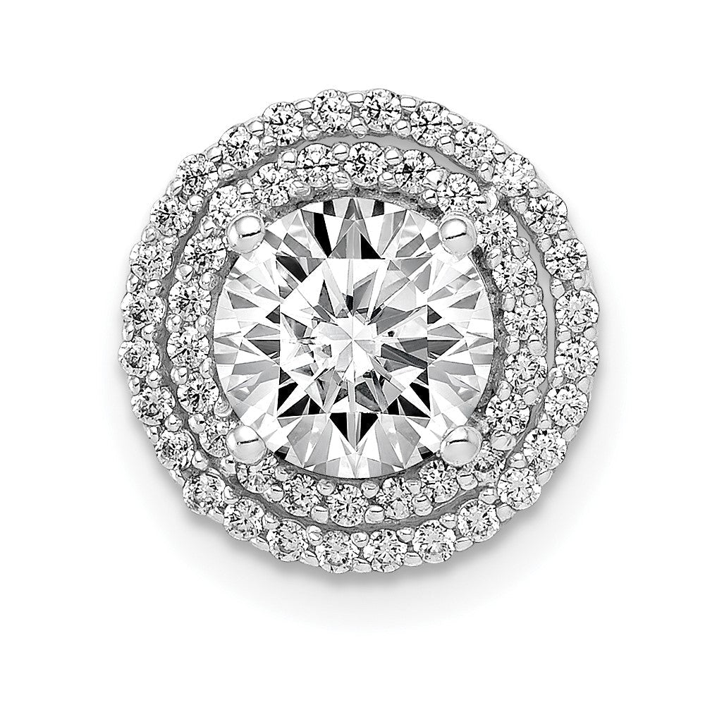 14k White Gold Holds 6.5mm Center 1/4 carat Diamond Semi-mount Halo Chain Slide