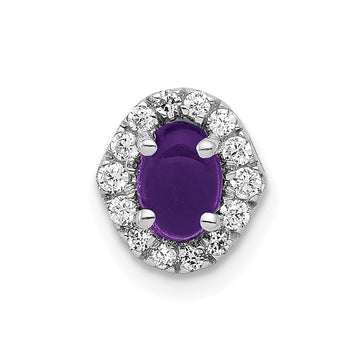 14k White Gold Diamond and Cabochon .73 Amethyst Chain Slide