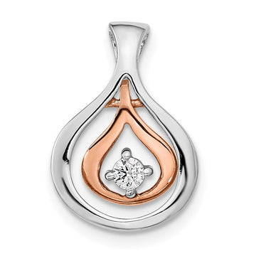 14k Two-tone 1/15 carat Diamond Fancy Chain Slide
