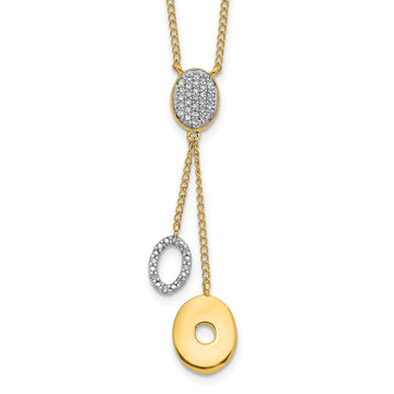 14k Polished 1/10 Diamond Circle Dangles 18 inch Y-Necklace