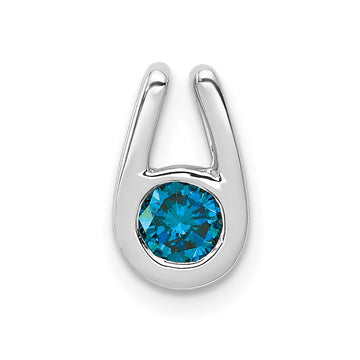 14k White Gold 1/4 carat Blue Diamond Chain Slide
