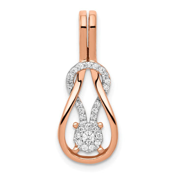14k Rose Gold 1/6 carat Diamond Knot Slide Fits up to 2mm Regular/3mm Fancy or Reversible Omega