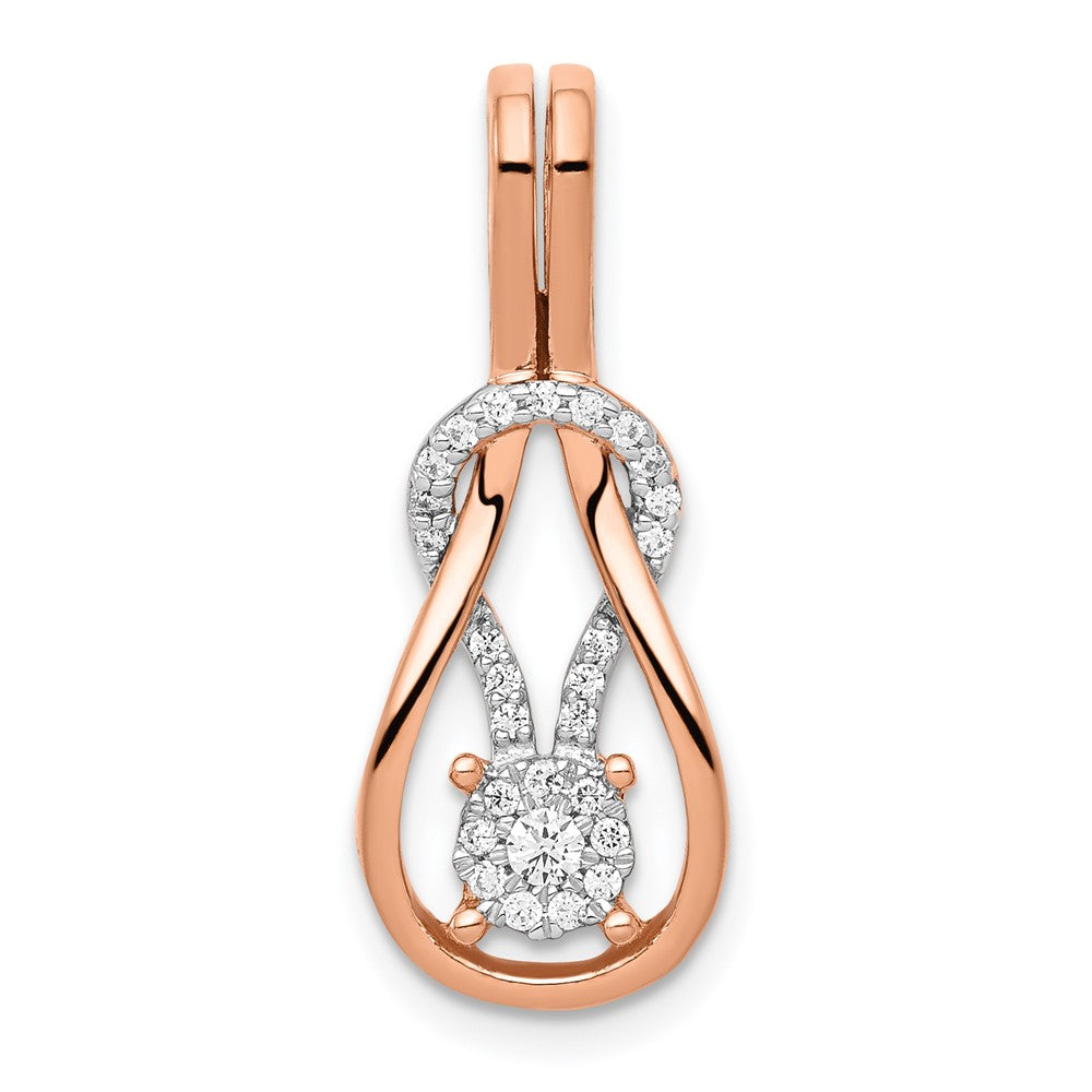 14k Rose Gold 1/6 carat Diamond Knot Slide Fits up to Regular/ Fancy or Reversible Omega 9.7mm - Chains