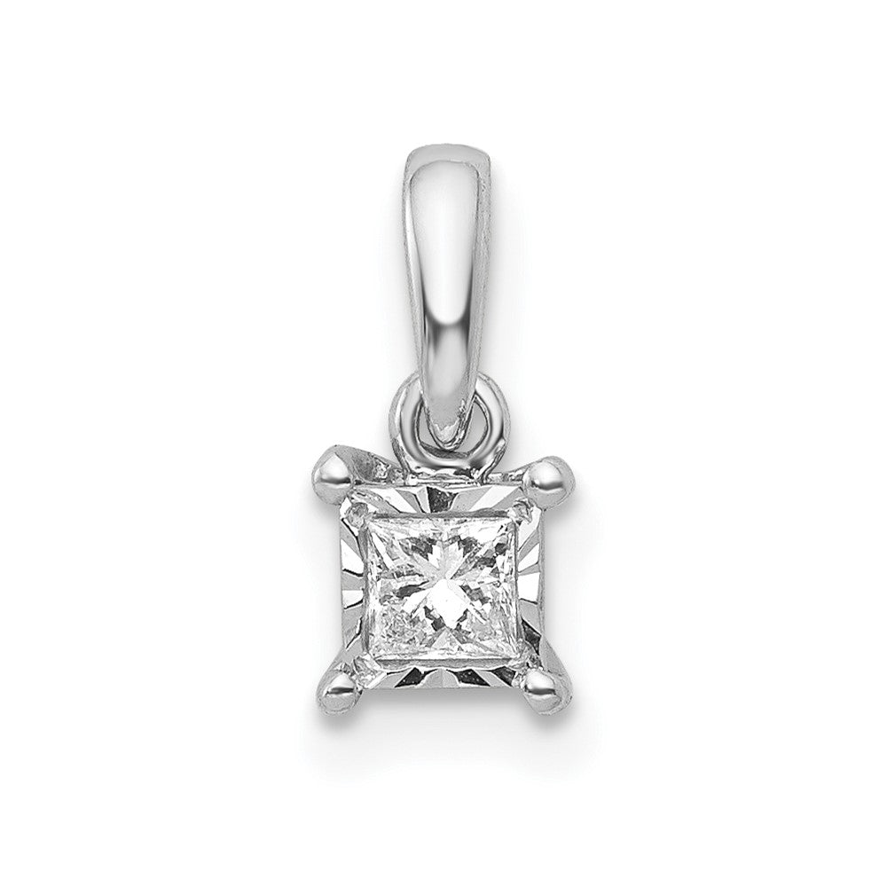 14k White Gold 1/10 carat Princess Diamond Square Pendant