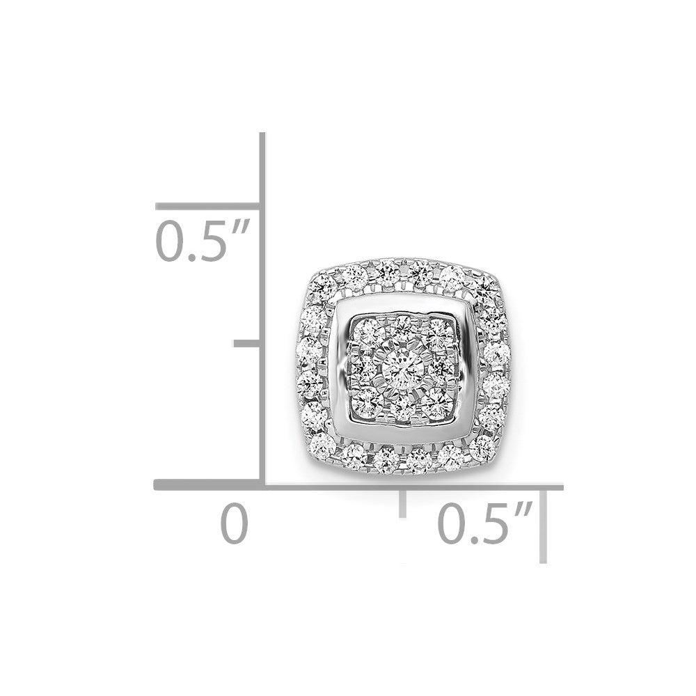 14k White Gold 1/3 carat Diamond Square Halo Cluster Chain Slide 9.55mm - Chains