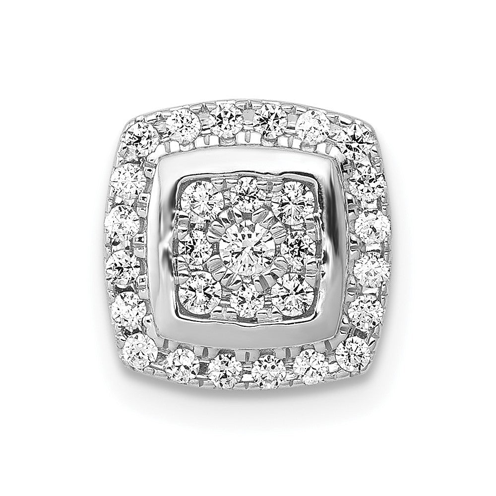 14k White Gold 1/3 carat Diamond Square Halo Cluster Chain Slide