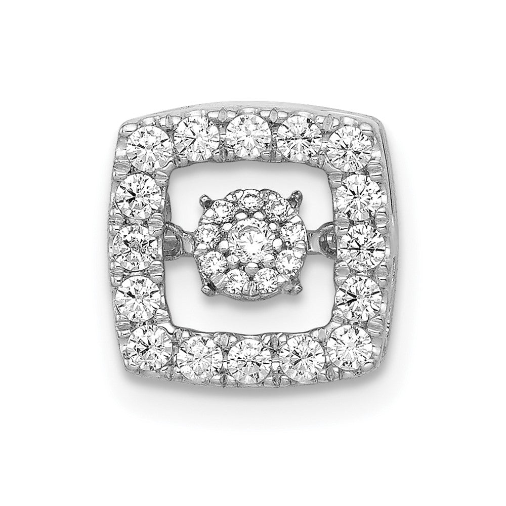 14k White Gold 3/8 carat Vibrant Moving Diamond Square Chain Slide
