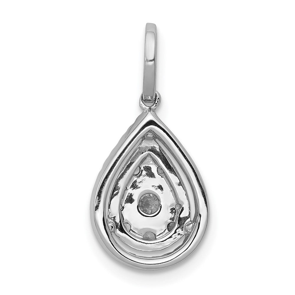 14k White Gold 1/2 carat Diamond Halo Teardrop Pendant 9.35mm - Chains