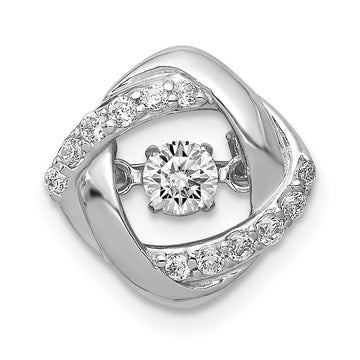 14k White Gold 1/4 carat Vibrant Moving Diamond Intertwined Squares Chain Slide