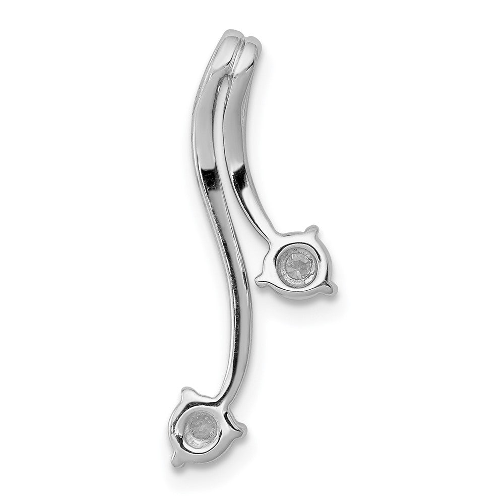 14k White Gold 1/10 carat Diamond Double Curved Lines Chain Slide 8.15mm - Chains