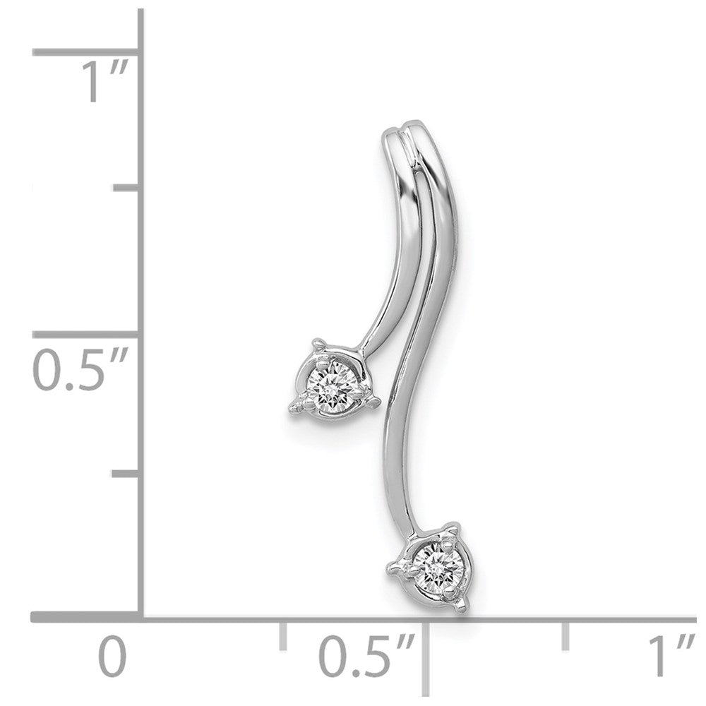 14k White Gold 1/10 carat Diamond Double Curved Lines Chain Slide 8.15mm - Chains