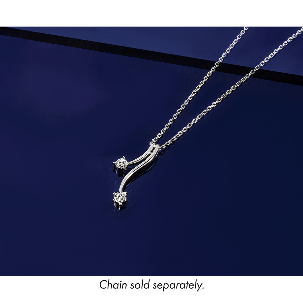 14k White Gold 1/10 carat Diamond Double Curved Lines Chain Slide 8.15mm - Chains