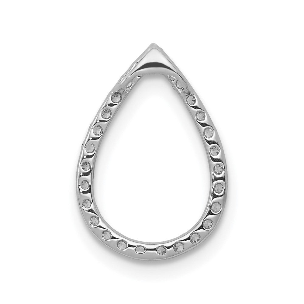14k White Gold 1/5 carat Diamond Teardrop Chain Slide 10.25mm - Chains