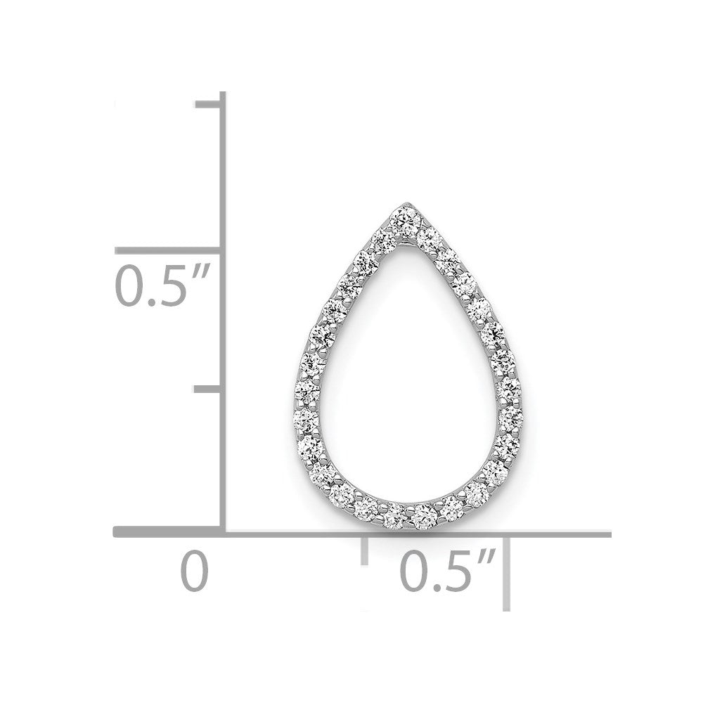 14k White Gold 1/5 carat Diamond Teardrop Chain Slide 10.25mm - Chains