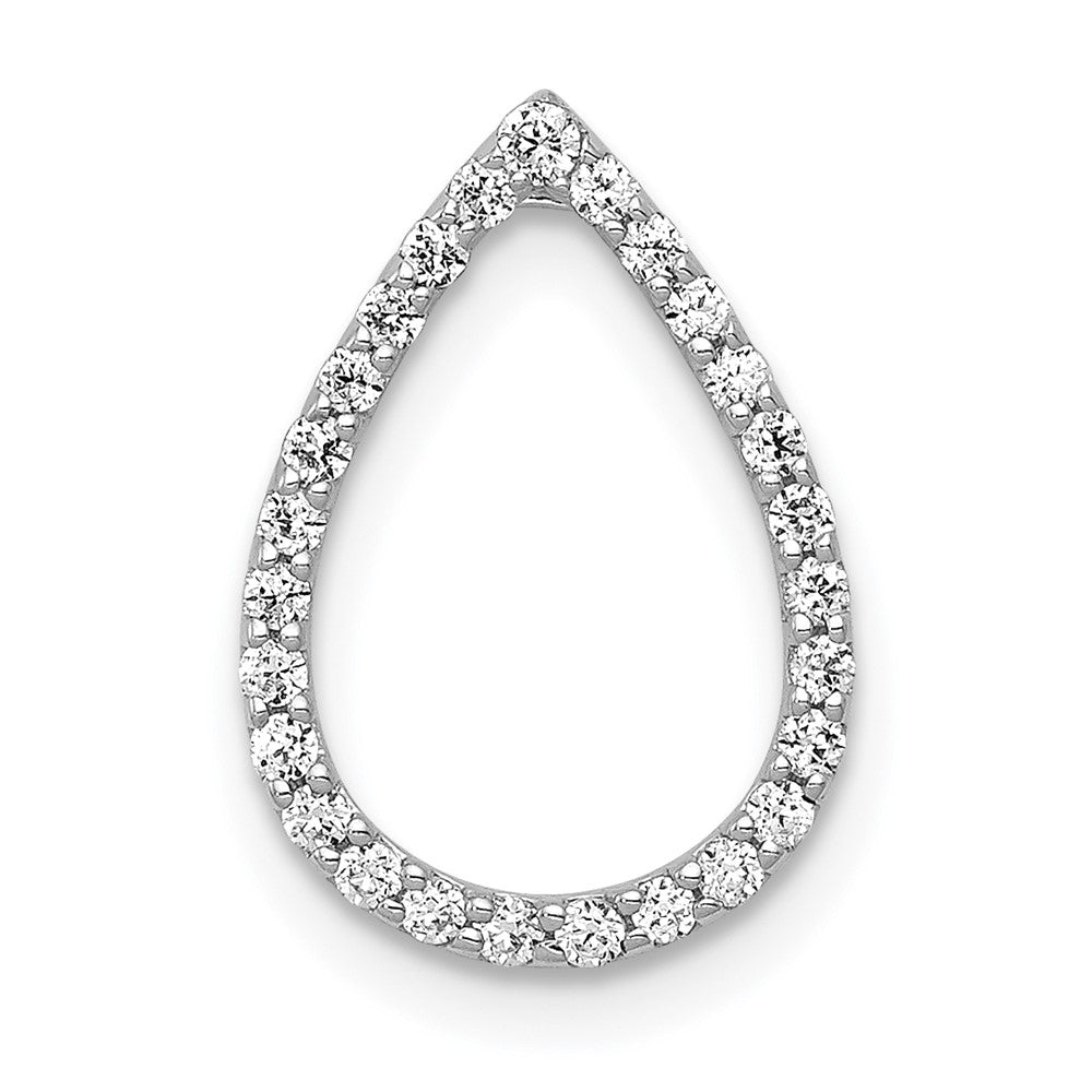14k White Gold 1/5 carat Diamond Teardrop Chain Slide 10.25mm - Chains