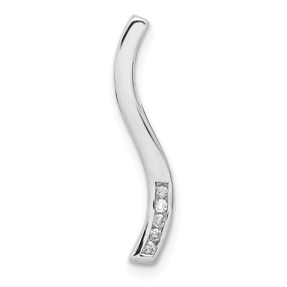 14k White Gold 1/20 carat Diamond Curved Line Chain Slide