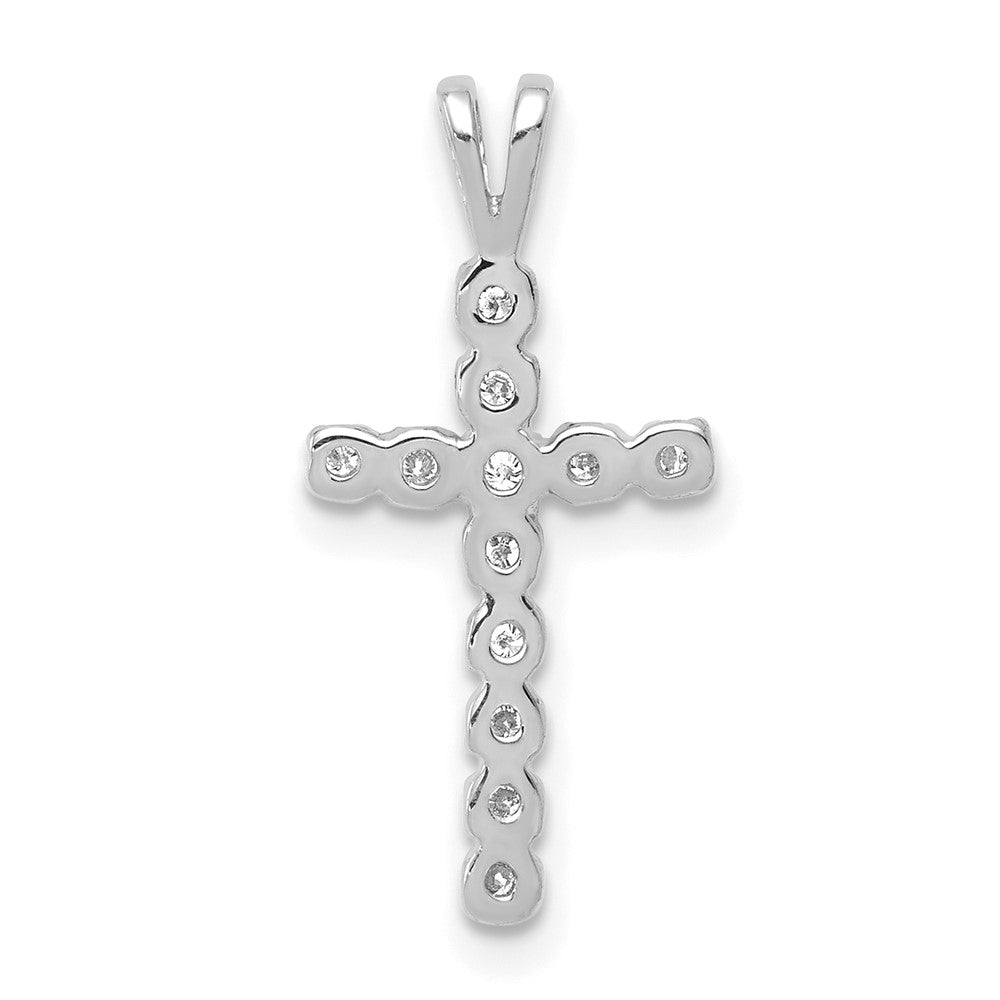 14k White Gold AA 1/8ct. Diamond Latin Cross Pendant 9.85mm - Chains