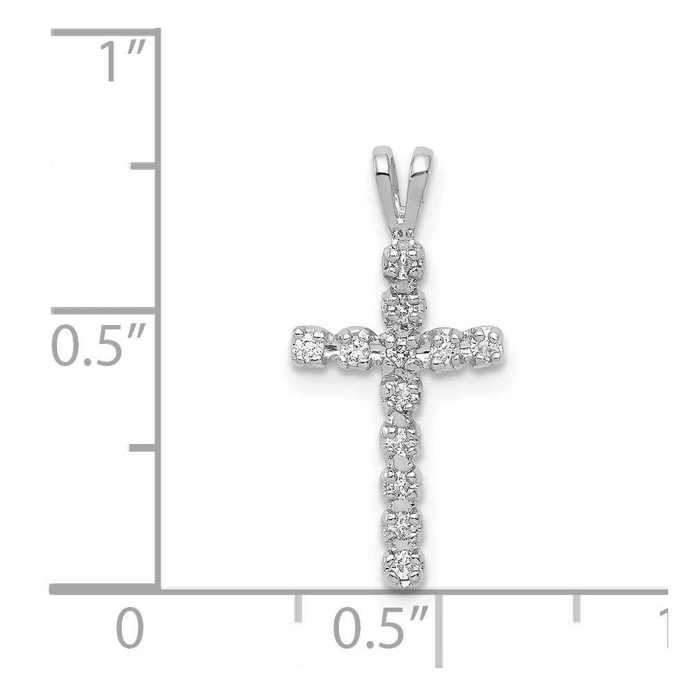 14k White Gold AA 1/8ct. Diamond Latin Cross Pendant 9.85mm - Chains
