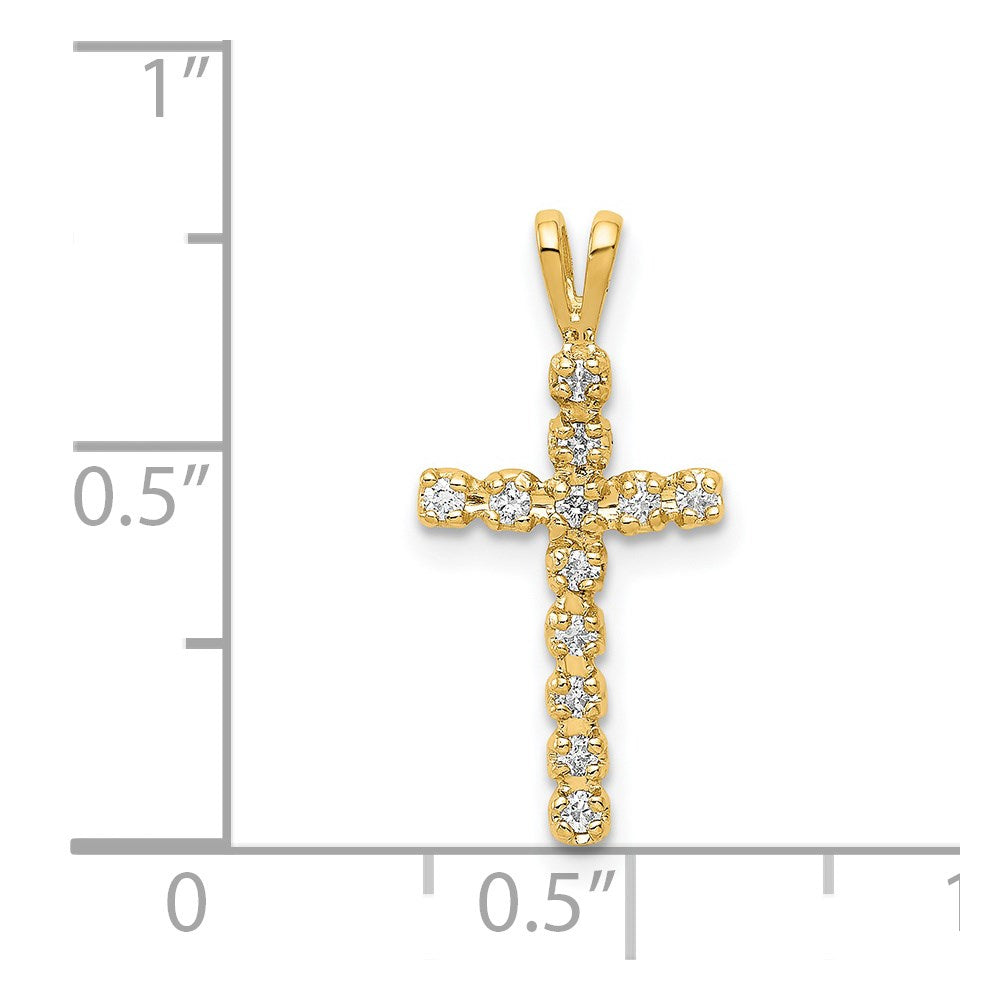 14k AA Diamond Latin Cross Pendant 9.85mm - Chains
